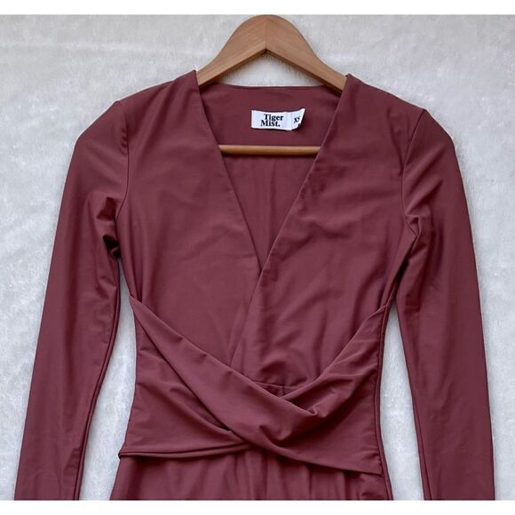 Tiger Mist Over and Under Long Sleeve Mini Dress in Rose, Size XS - Picture 5 of 10